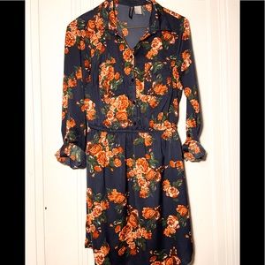 Cute Navy and Orange Flowered Dress
